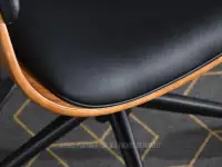 Krzesło biurowe obrotowe MANZA ORZECH I CZARNA SKÓRA EKOLOGICZNA - wysokojakościa ekoskóra
