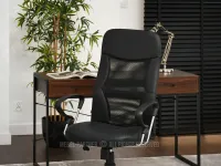 Fotel biurowy mesh z funkcją bujania OLIVER CZARNY - CHROM - wentylowane oparcie