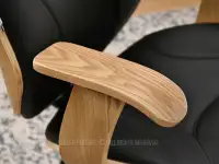 Fotel biurowy RAY DĄB - CZARNY - CZARNA NOGA - drewniane podłokietniki