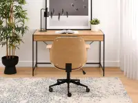 Fotel biurowy RAY DĄB - CZARNY - CZARNA NOGA - w aranżacji z biurkiem UNIF