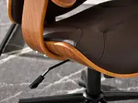 Krzesło biurowe RAY drewno i ekoskóra BRĄZ - ORZECH - CZARNA NOGA - fotel z regulacją