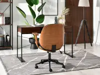 Krzesło biurowe RAY drewno i ekoskóra BRĄZ - ORZECH - CZARNA NOGA - drewniane krzesło biurowe