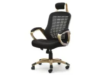 Ergonomiczny fotel biurowy RIND złoty satyna + czarny mesh