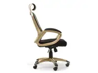 Ergonomiczny fotel biurowy RIND złoty satyna + czarny mesh - bok