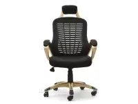 Ergonomiczny fotel biurowy RIND złoty satyna + czarny mesh - przód
