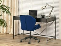 Fotel do biura VELO GRANATOWY WELUR NA CZARNEJ NODZE - krzesło biurowe do nauki i pracy