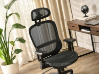 Fotel ergonomiczny biurowy IKER CZARNY - CZARNY -  tkanina, o strukturze MESH