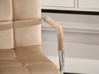 Fotel welurowy do biurka z podłokietnikami ELIS BEŻ - CHROM - fotel z podłokietnikami