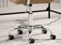 Fotel welurowy do biurka z podłokietnikami ELIS BEŻ - CHROM - fotel na kółkach