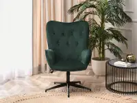 Stylowy fotel do salonu TRINI ZIELONY + CZARNY z funkcjami - w zielonym kolorze