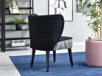 Fotel ARMI CZARNY + KOLOROWA KRATKA na czarnej nodze - tapicerowany tył