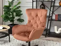 Fotel obrotowy z weluru ARON MIEDZIANY - CZARNA NOGA - komfortowa bryła