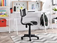 Zdrowe krzesło do komputera dla dziecka CAT CZARNO-SZARE - w aranżacji z biurkiem ALVAR i regałami AXEL