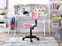 Fotel do biurka dla dziewczynki CAT RÓŻOWO-BIAŁY - w aranżacji z biurkiem ALVAR i regałami AXEL