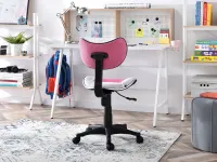Fotel do biurka dla dziewczynki CAT RÓŻOWO-BIAŁY -  tył fotela