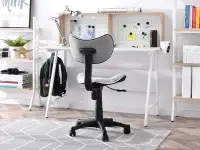 Designerskie krzesło biurowe dla dzieci CAT SZARO-BIAŁE - tył fotela