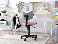 Fotel biurowy obrotowy CAT SZARO-RÓŻOWY dla dziewczynki - tył fotela