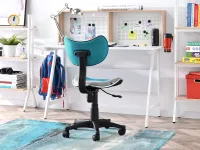 Fotel biurowy obrotowy dla dzieci CAT TURKUSOWO-SZARY - tył fotela