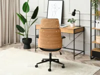 Fotel biurowy ergonomiczny CLEMENS DĄB-CZARNY - fotel z drewnianym korpusem 