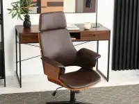 Fotel biurowy CLEMENS BRĄZ ORZECH - CZARNA NOGA - bryła siedziska 