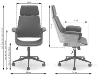 Fotel biurowy ergonomiczny CLEMENS DĄB-CZARNY - wymiary