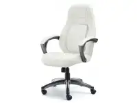 Produkt: fotel biurowy deker biały skóra-ekologiczna, podstawa szary