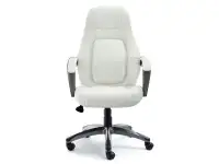 fotel biurowy deker biały skóra-ekologiczna, podstawa szary