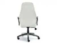 fotel biurowy deker biały skóra-ekologiczna, podstawa szary