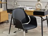 Fotel do biurka ENRIC CZARNE DREWNO CZARNY EKO-SKÓRA - bryła modelu 