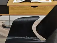 Fotel do biurka ENRIC CZARNE DREWNO CZARNY EKO-SKÓRA - drewno gięte