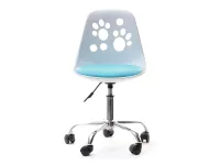 Designerskie krzesło obrotowe dla dzieci FOOT biało - niebieskie - wygląd przodu.