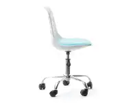 Designerskie krzesło obrotowe dla dzieci FOOT biało - niebieskie - profil boczny