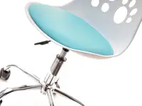 Designerskie krzesło obrotowe dla dzieci FOOT biało - niebieskie - detale.