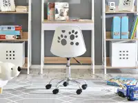 Krzesło obrotowe do biurka dla dzieci FOOT biało - niebieski tył krzesła