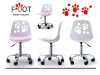 Krzesło obrotowowe dla dzieci FOOT biało - różowe - pozy
