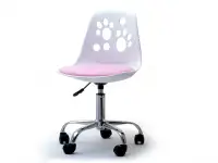 Krzesło obrotowowe dla dzieci FOOT biało - różowe - poza