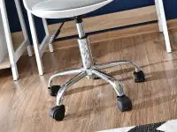 Nowoczesne krzesło do biurka dla dzieci FOOT biało szare mobilna podstawa