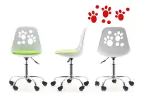 Dziecięce krzesło obrotowe do biurka FOOT biało zielone - pozy