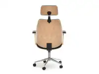 Fotel biurowy FRANK z drewna bukowego i czarnej skóry eko - tył