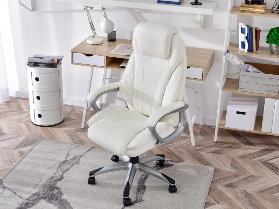 Skórzany fotel biurowy HAMPTON BIAŁY ergonomiczny - wymiary produktu