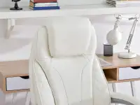Skórzany fotel biurowy HAMPTON BIAŁY ergonomiczny - wygodne oparcie