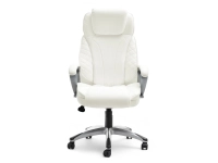 Skórzany fotel biurowy HAMPTON BIAŁY ergonomiczny - przód