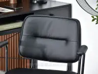 Loftowy fotel do biurka HENRI ORZECH CZARNY EKO-SKÓRA - czarny fotel z eko-skóry