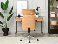 Wygodny fotel biurowy LEONARD DĄB-CZARNY - fotel z drewnianym korpusem