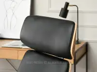 Wygodny fotel biurowy LEONARD DĄB-CZARNY - fotel do biura z ergonomicznym zagłówkiem