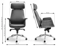 Wygodny fotel biurowy LEONARD DĄB-CZARNY - wymiary fotela biurowego