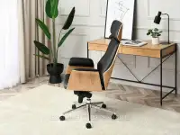 Wygodny fotel biurowy LEONARD DĄB-CZARNY - ergonomiczny fotel do biura