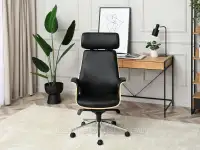 Wygodny fotel biurowy LEONARD DĄB-CZARNY - przytulne domowe biuro