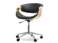 Produkt: Fotel biurowy rapid dąb-czarny skóra ekologiczna, podstawa chrom
