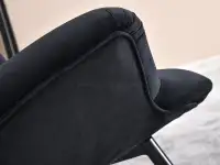 Pikowany fotel DALTON CZARNY Z WELURU na czarnej nodze - wyjątkowa tkanina welurowa